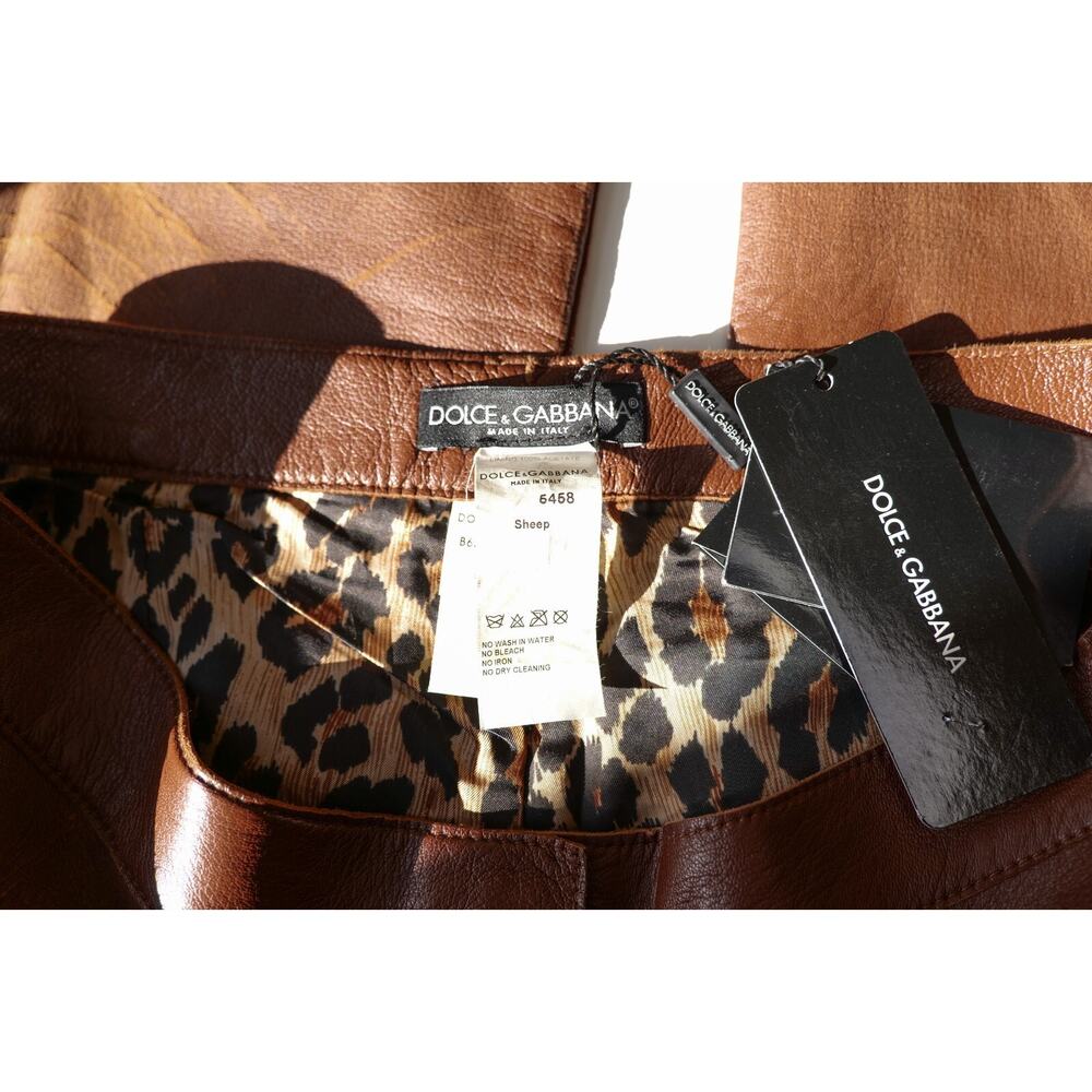 Dolce & Gabbana Vintage Brown Runway Leather Pants (Size IT44) - Picture 7 of 9